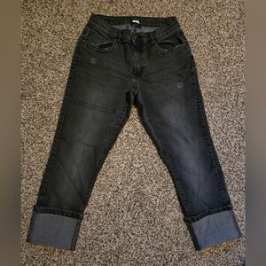 Venus Grey Washed Cuffed Cropped Jeans